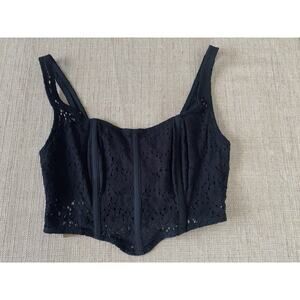 Fly Black Lace Corset Top Lingerie or Crop Top Size M